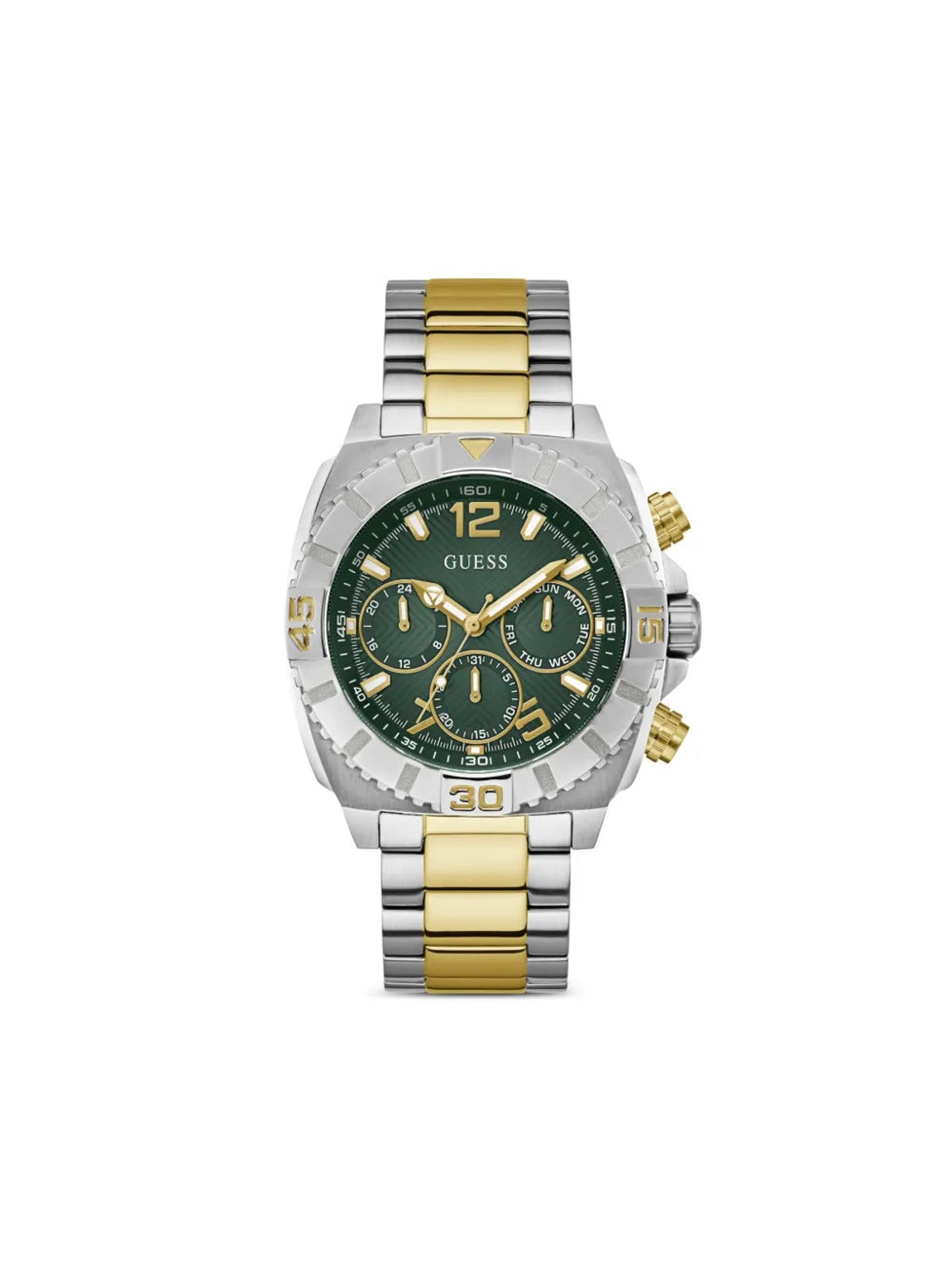 Guess Gw0800g1 TwoTone Green Dial Mens Watch Day Date
